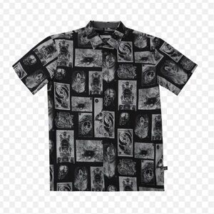 Men's Black Graphic Casual Button Down Shirt